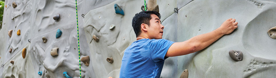 The 15M sports climbing rock wall at the SAFRA Adventure and Sports Centre